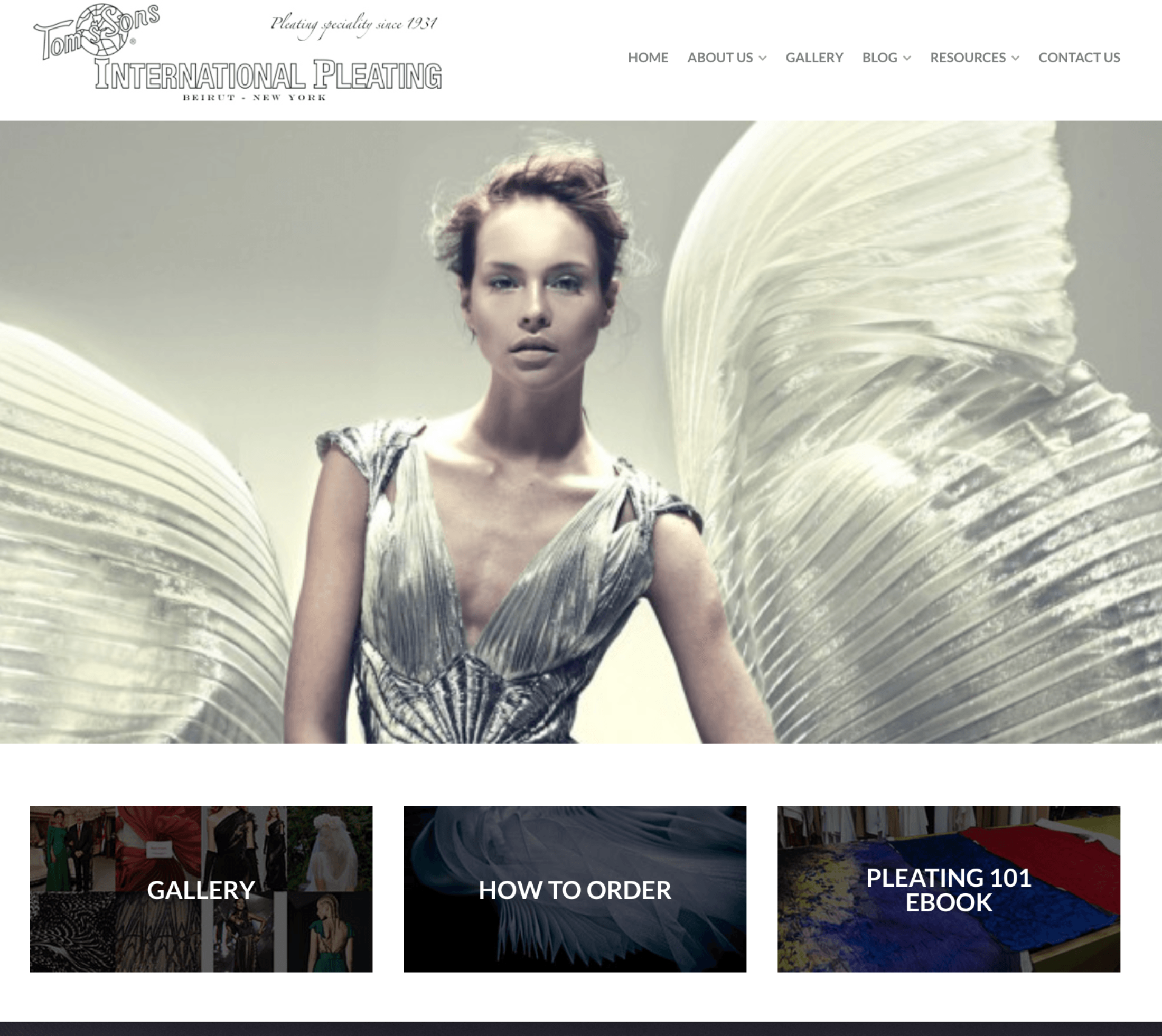 The original Tom's Sons homepage, leading with fabric swatches